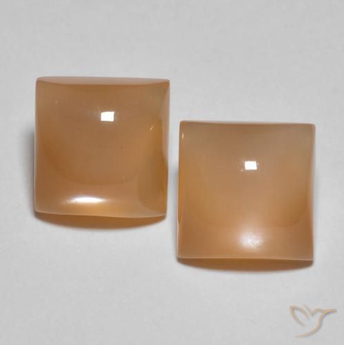 3.99ctw Natürlicher Pfirsich-orange Mondstein, Quadrat, Lichtdurchlässig
