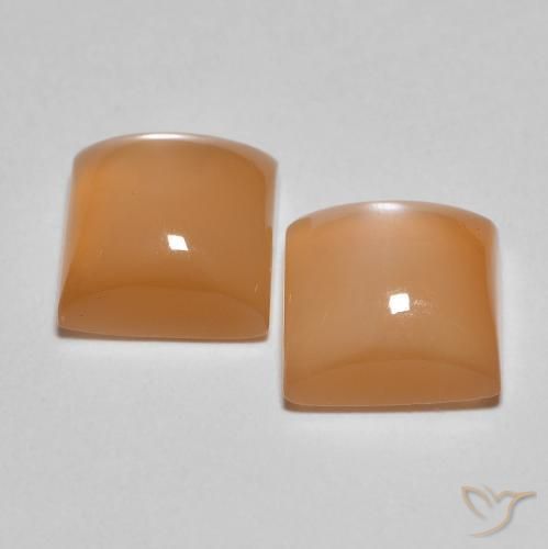 3.99 ct natürliche Pfirsich-orange Mondstein-Edelsteine, Quadrat, Lichtdurchlässig