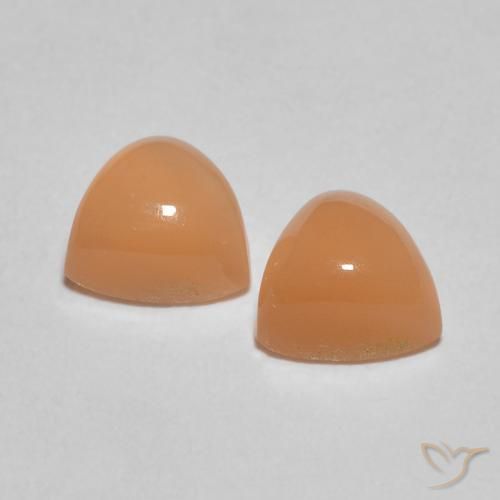 1.25 ct natürliche Cantaloupe-Orange Mondstein-Edelsteine, Trillion, Lichtdurchlässig