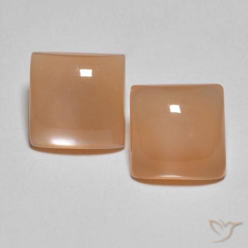 3.15ctw Natürlicher Cantaloupe-Orange Mondstein, Quadrat, Lichtdurchlässig