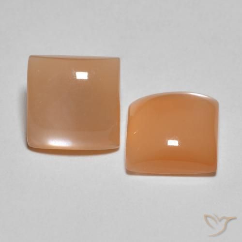 3.15 ct natürliche Cantaloupe-Orange Mondstein-Edelsteine, Quadrat, Lichtdurchlässig