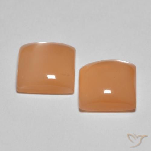 3.15 ct natürliche Cantaloupe-Orange Mondstein-Edelsteine, Quadrat, Lichtdurchlässig