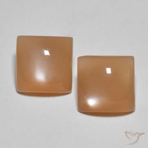 3.26ctw Natürlicher Cantaloupe-Orange Mondstein, Quadrat, Lichtdurchlässig