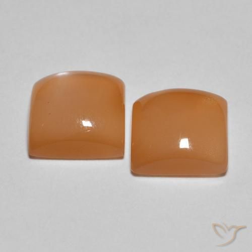 3.26 ct natürliche Cantaloupe-Orange Mondstein-Edelsteine, Quadrat, Lichtdurchlässig