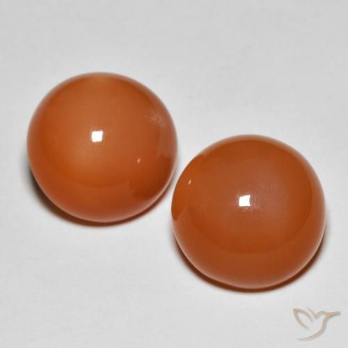 10.76ctw Natürlicher rötlich-orange Mondstein, Runden, Lichtundurchlässig