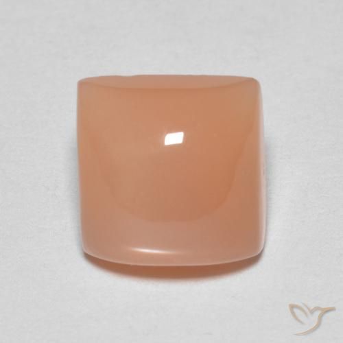 1.81ct Natürlicher Helle Pfirsichorange Mondstein, Quadrat, Lichtdurchlässig