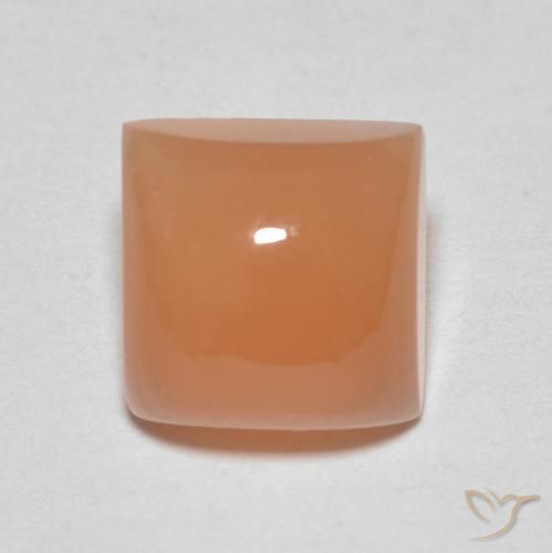2.11ct Natürlicher Helles rötliches Orange Mondstein, Quadrat, Lichtdurchlässig