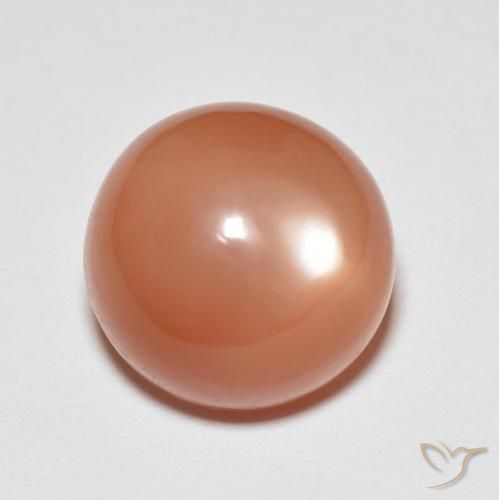 6.51ct Natürlicher Helles rötliches Orange Mondstein, Runden, Lichtdurchlässig