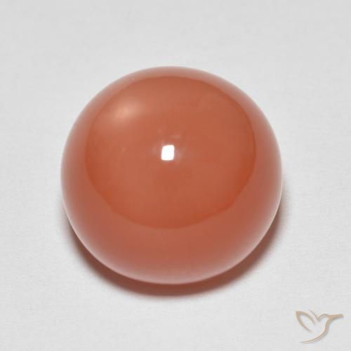 6.80ct Natürlicher rötlich-orange Mondstein, Runden, Lichtdurchlässig