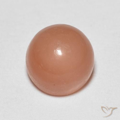 1.30ct Natürlicher Cantaloupe-Orange Mondstein, Runden, Lichtdurchlässig