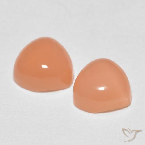 1.66 ct natürliche Cantaloupe-Orange Mondstein-Edelsteine, Trillion, Lichtdurchlässig