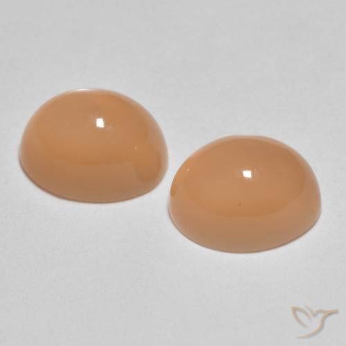 3.37 ct natürliche Pfirsich-orange Mondstein-Edelsteine, Oval, Lichtdurchlässig