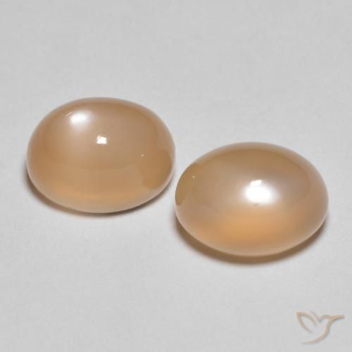 3.64ctw Natürlicher Pfirsich-orange Mondstein, Oval, Lichtdurchlässig