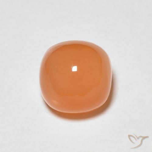 1.37ct Natürlicher Warme Aprikosenorange Mondstein, Kissen, Lichtdurchlässig