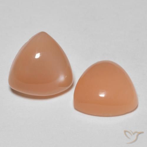 3.17 ct natürliche Cantaloupe-Orange Mondstein-Edelsteine, Trillion, Lichtdurchlässig