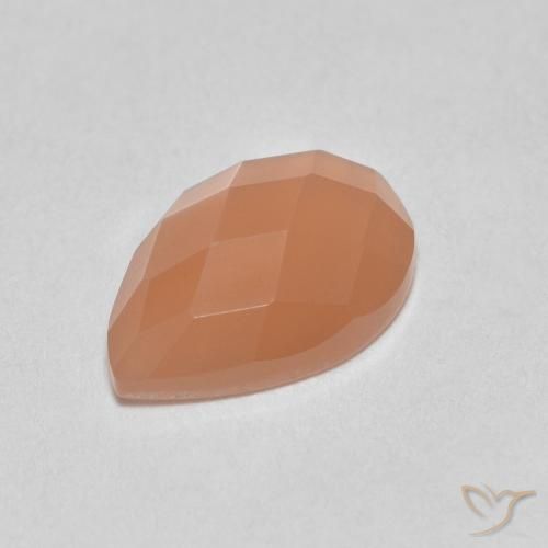0.97ct Natürlicher Cantaloupe-Orange Mondstein, Birnenform, Lichtdurchlässig