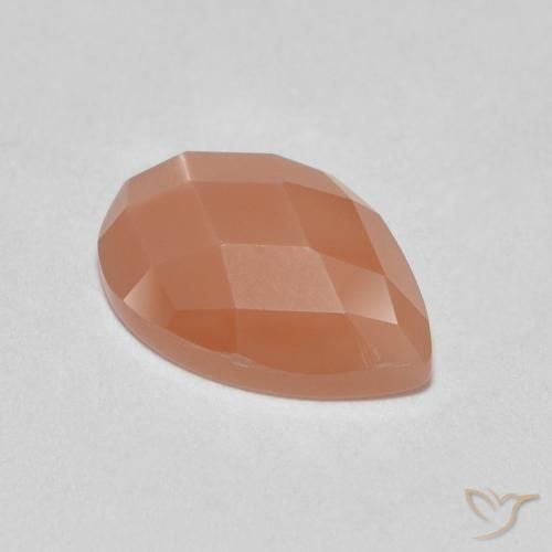 1.06ct Natürlicher Cantaloupe-Orange Mondstein, Birnenform, Lichtdurchlässig