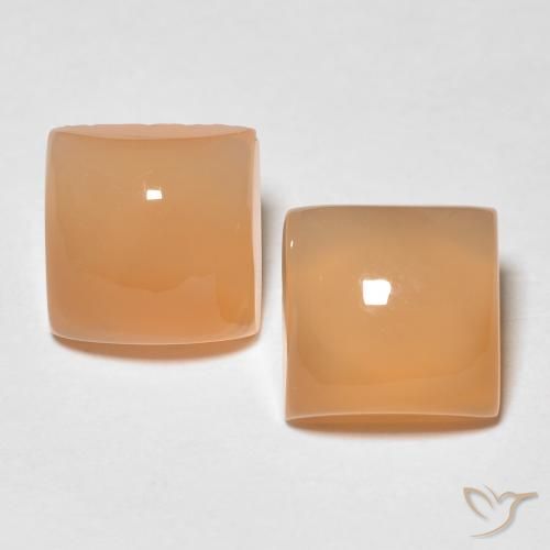 3.93ctw Natürlicher Pfirsich-orange Mondstein, Quadrat, Lichtdurchlässig