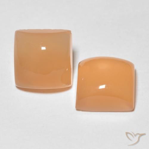 3.93 ct natürliche Pfirsich-orange Mondstein-Edelsteine, Quadrat, Lichtdurchlässig