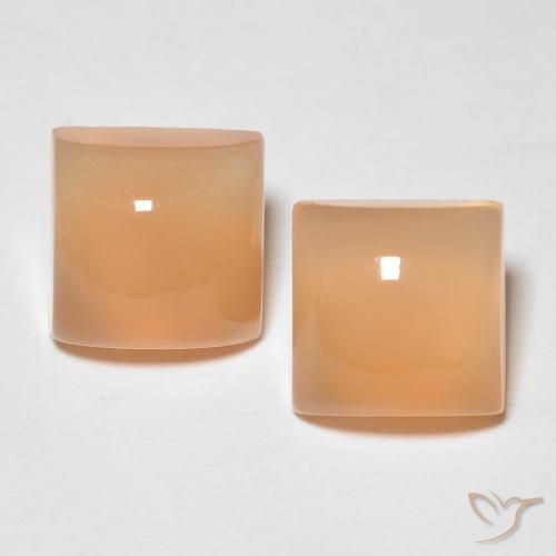 3.84ctw Natürlicher Pfirsich-orange Mondstein, Quadrat, Lichtdurchlässig
