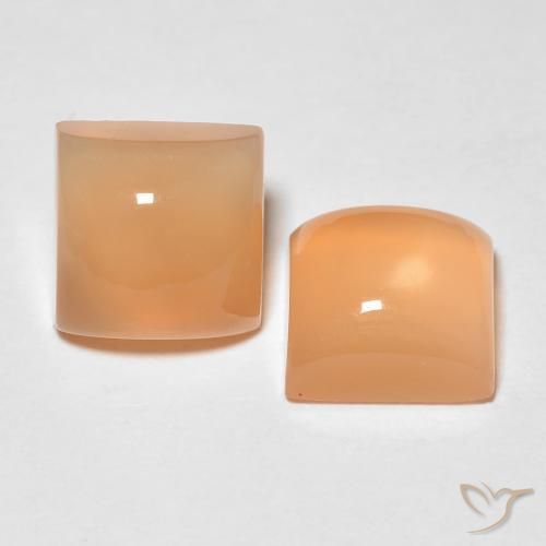3.84 ct natürliche Pfirsich-orange Mondstein-Edelsteine, Quadrat, Lichtdurchlässig