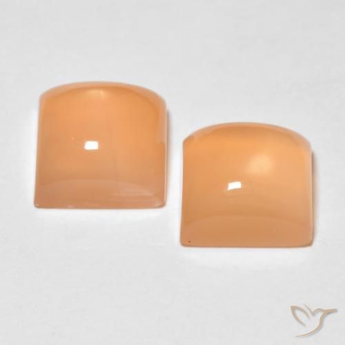 3.84 ct natürliche Pfirsich-orange Mondstein-Edelsteine, Quadrat, Lichtdurchlässig