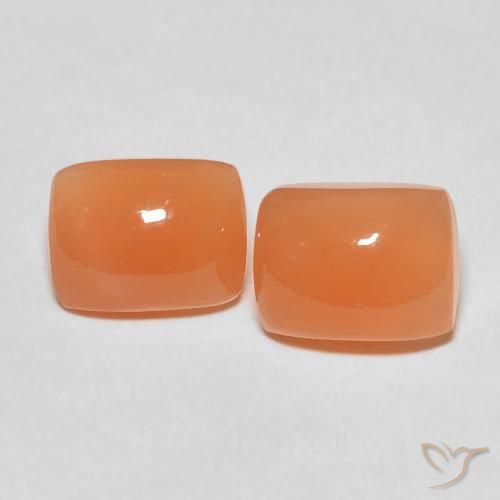 4.85ctw Natürlicher rötlich-orange Mondstein, Kissen, Lichtdurchlässig