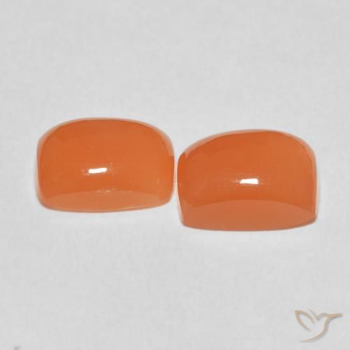 4.85 ct natürliche rötlich-orange Mondstein-Edelsteine, Kissen, Lichtdurchlässig