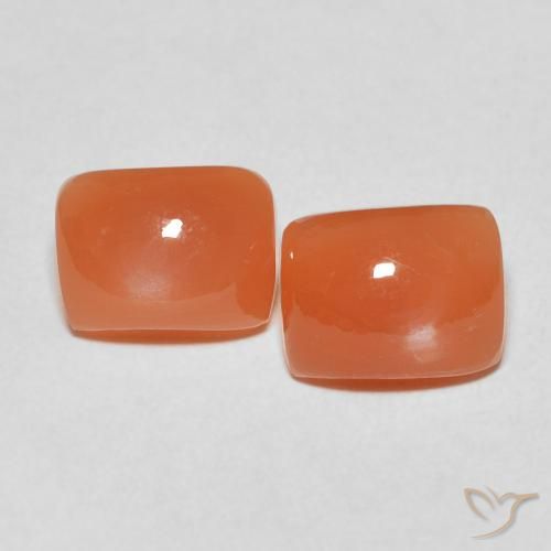 4.87ctw Natürlicher Warme Aprikosenorange Mondstein, Kissen, Lichtdurchlässig