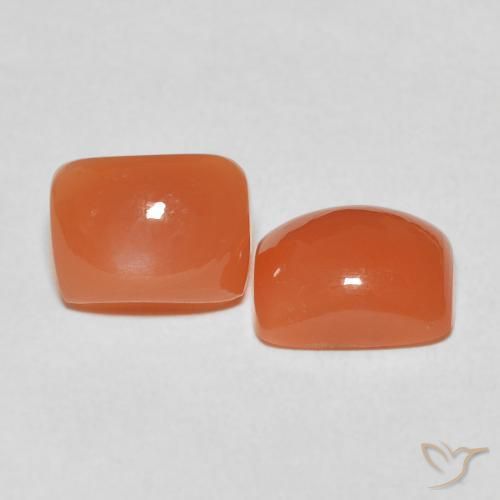 4.87 ct natürliche Warme Aprikosenorange Mondstein-Edelsteine, Kissen, Lichtdurchlässig