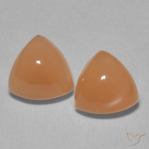3.92ctw Natürlicher Pfirsich-orange Mondstein, Trillion, Lichtdurchlässig