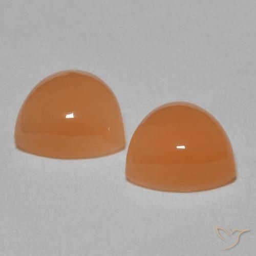 3.92 ct natürliche Pfirsich-orange Mondstein-Edelsteine, Trillion, Lichtdurchlässig