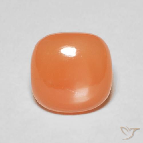 1.80ct Natürlicher Pfirsich-orange Mondstein, Kissen, Lichtdurchlässig