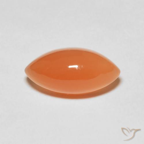 3.72ct Natürlicher Warme Aprikosenorange Mondstein, Marquise, Lichtdurchlässig