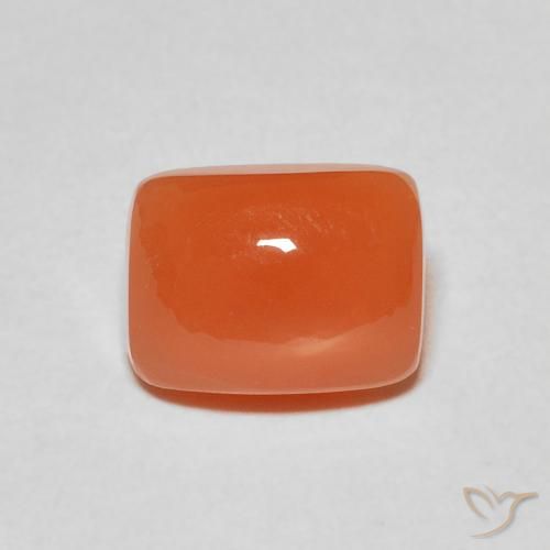 2.54ct Natürlicher Feuerorange Mondstein, Kissen, Lichtdurchlässig