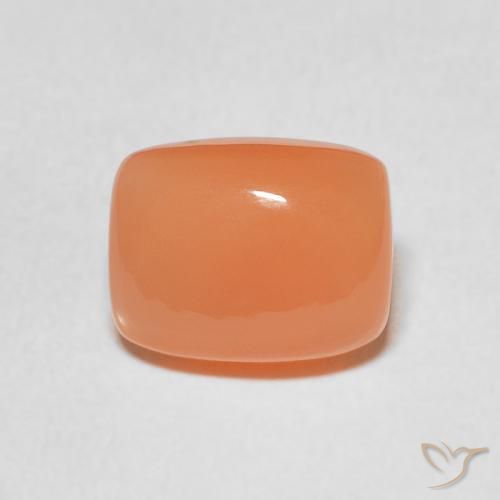2.12ct Natürlicher Helles rötliches Orange Mondstein, Kissen, Lichtdurchlässig