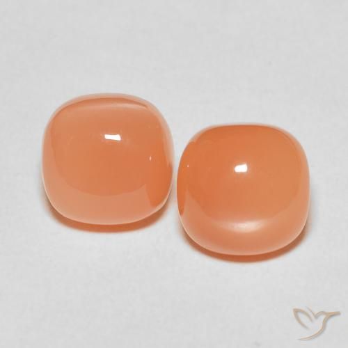 5.20ctw Natürlicher Helles rötliches Orange Mondstein, Kissen, Lichtdurchlässig
