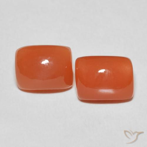 5.12ctw Natürlicher Mittelorange Mondstein, Kissen, Lichtdurchlässig