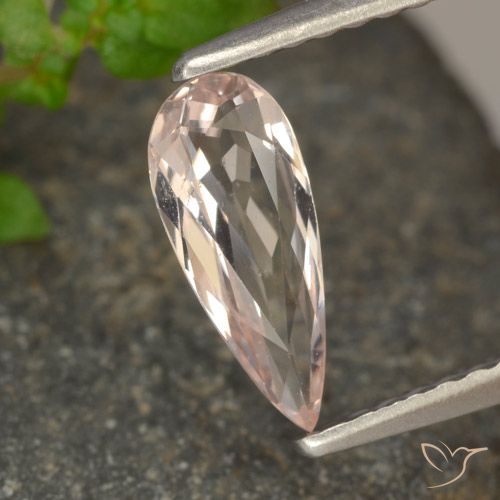 0.56ct Natürlicher Lachs-rosa Morganit, Birnenform, VVS