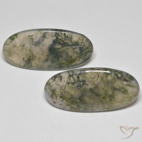26.37ctw Natürlicher Mehrfarbig Moosachat, Oval, Transparent