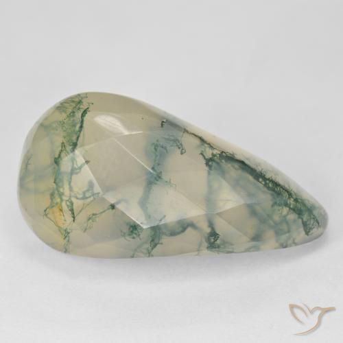 19.03ct Natürlicher hellgrün Moosachat, Fantasie, Lichtdurchlässig