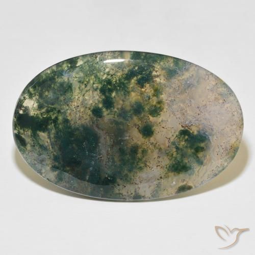 52.44ct Natürlicher Mehrfarbig Moosachat, Oval, Lichtdurchlässig