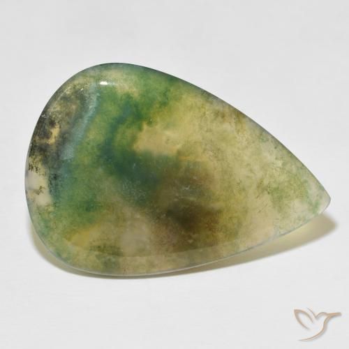 34.42ct Natürlicher Mehrfarbig Moosachat, Birnenform, Lichtdurchlässig