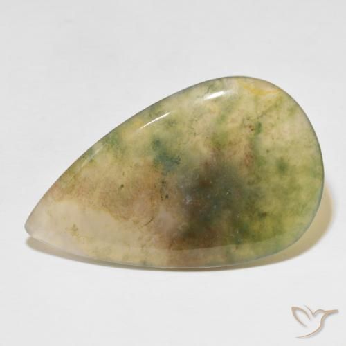 39.08ct Natürlicher Mehrfarbig Moosachat, Birnenform, Lichtdurchlässig