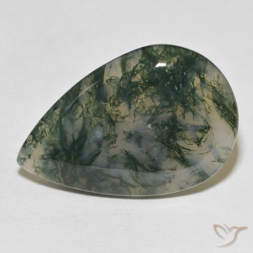 24.87ct Natürlicher Mehrfarbig Moosachat, Birnenform, Lichtundurchlässig