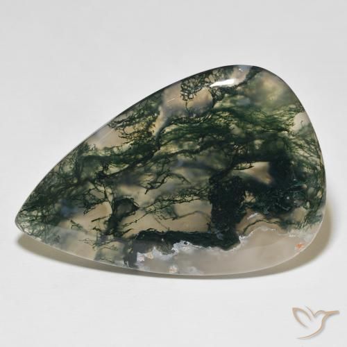 98.16ct Natürlicher Mehrfarbig Moosachat, Birnenform, Lichtundurchlässig