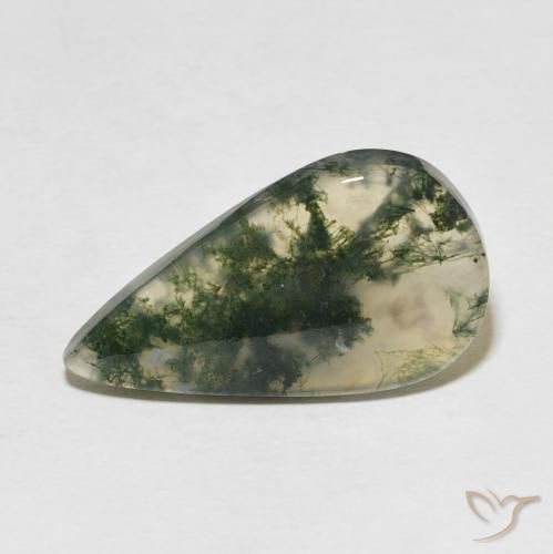 10.69ct Natürlicher Mehrfarbig Moosachat, Birnenform, Lichtdurchlässig