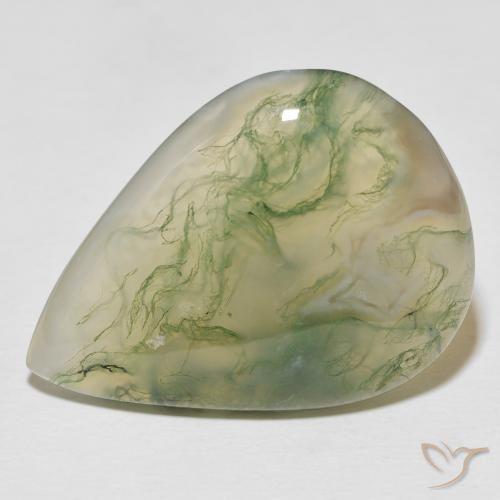 29.52ct Natürlicher Mehrfarbig Moosachat, Birnenform, Lichtundurchlässig