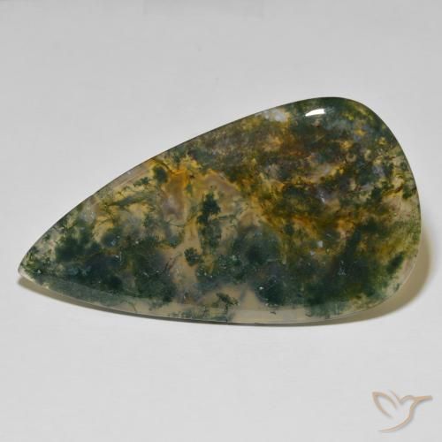 95.86ct Natürlicher Mehrfarbig Moosachat, Birnenform, Lichtundurchlässig