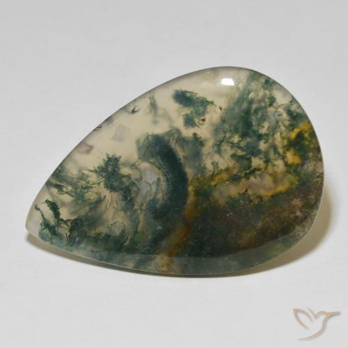 73.43ct Natürlicher Mehrfarbig Moosachat, Birnenform, Lichtundurchlässig
